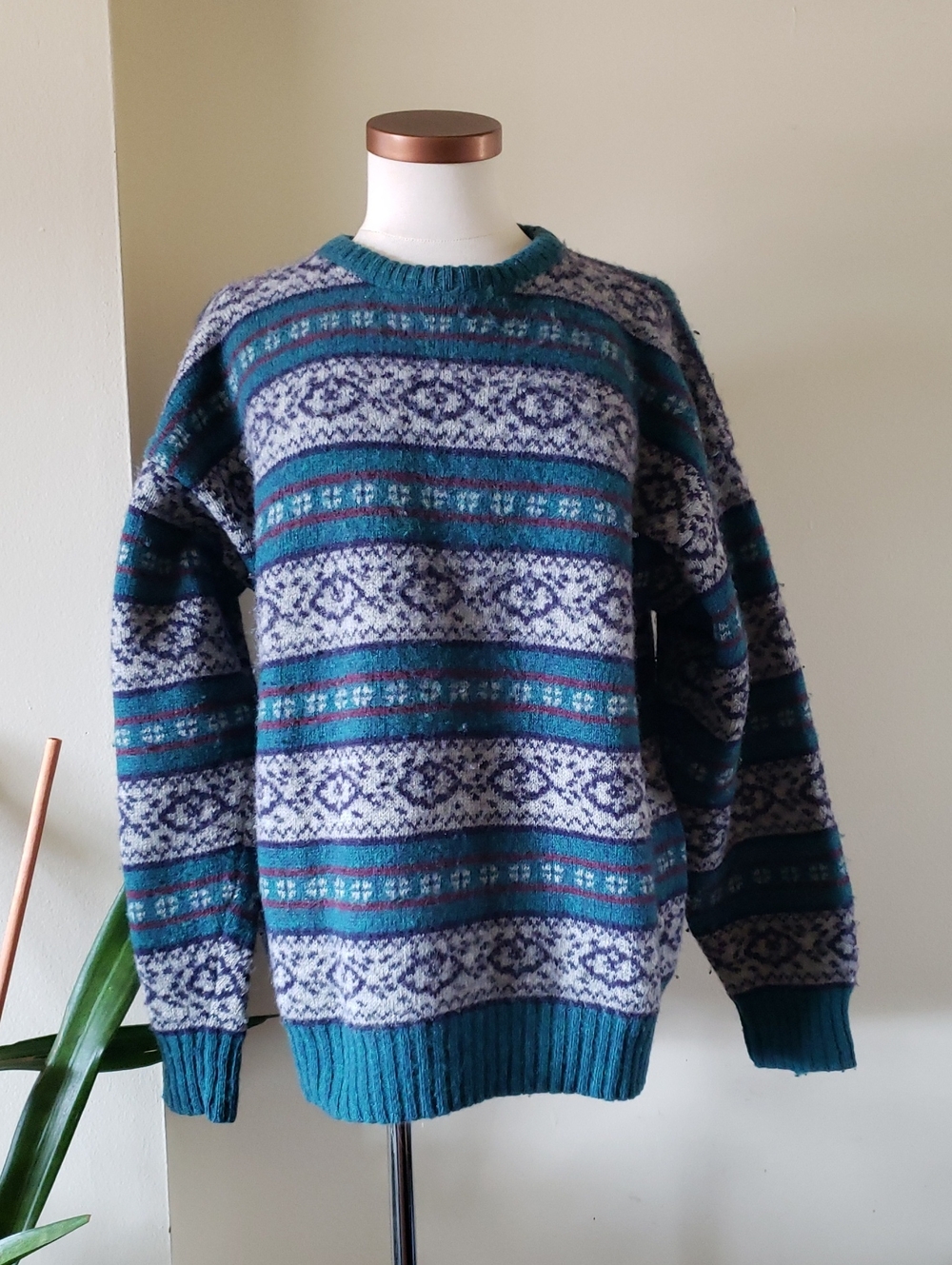 Vintage Shetland Wool Crewneck Sweater - M